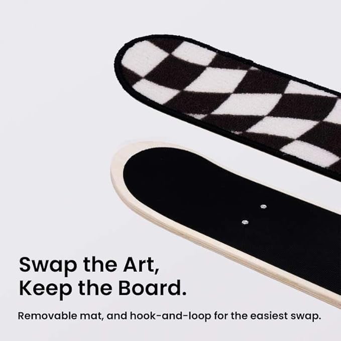 Wall Mounted Cat Scratching Board Skateboard Style (24"x6") - Reusable Wooden Board + Replaceable Cat Scratcher Map with Mounted Setup