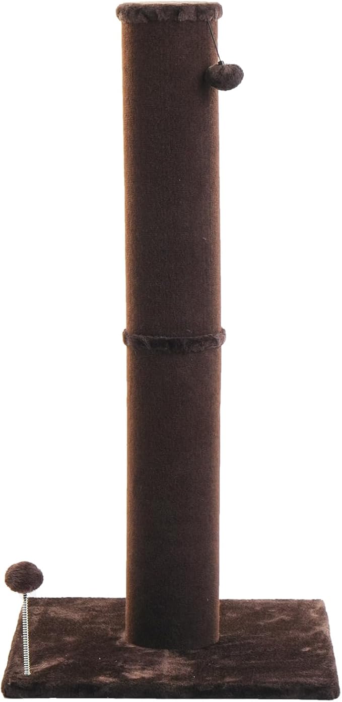 Cat Craft Cat Scratching Post Carpet Scratching Post 40" for Indoor Cats, Tall Cat Scratch Post, Carpet Cat Scratcher with Replaceable Toys, Sturdy Base, Large, Brown