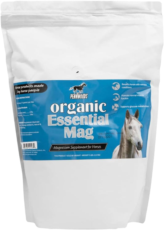 Organic Essential Mag, Magnesium for Horses Supplement, Aids in Glucose Metabolism, Reducing Stress and Provides Calm for Your Horse, 5 LB Bag