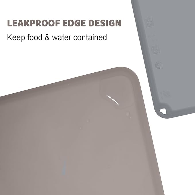 KVK Silicone Placemats for Toddlers Thicker Version, Non-Slip Reusable Kids Placemats for Dining Table, Stain-Proof Baby Table Mat for Restaurants 4 Packs (Light Gray&Dark Gray)