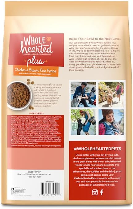 WholeHearted Plus Chicken & Brown Rice Recipe with Whole Grains Dry Dog Food 45 lbs.
