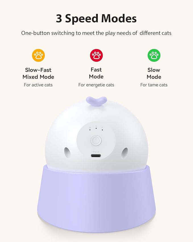 ROJECO Auto Laser Cat Toy - Random Motion Track, Magnetic 360° Base, Run Quiet,Rechargeable with 1000mAh Battery, Auto Sleep & 3 Speed Modes, Safe for Cats,Interactive Cat Toys for Bored Indoor,Purple