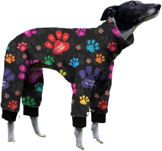 Cnkwei Dog Pajamas Medium Large Dog Paw Printed Greyhound Pajamas Jumpsuit Bodysuit