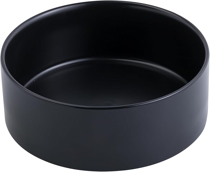 Black 8 in Dog Bowl Ceramic for Medium Sized Breed,Retrievers,7.6 Cups Non Slip Heavy Weighted Dog Food Water Dish,Modern Big Pet Bowl Large