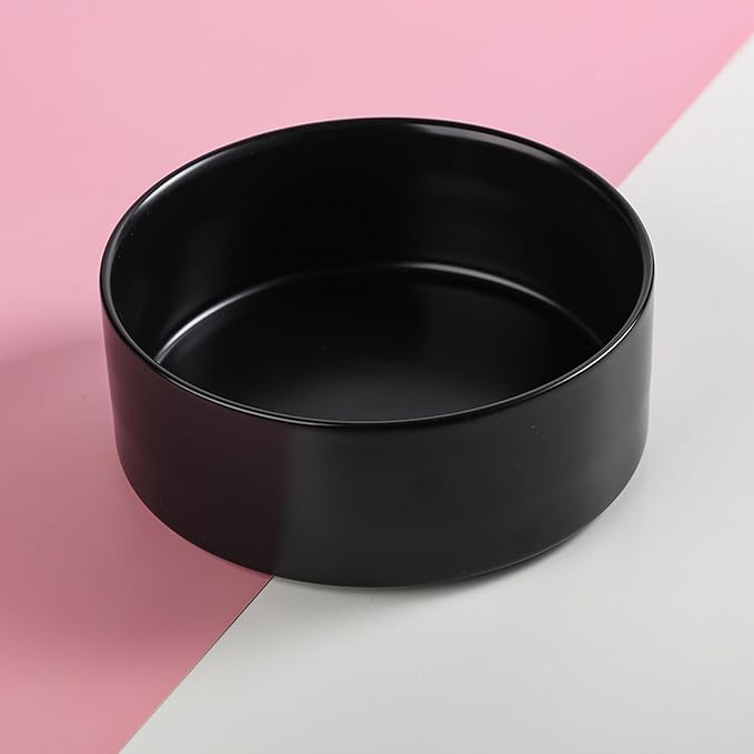Black 8 in Dog Bowl Ceramic for Medium Sized Breed,Retrievers,7.6 Cups Non Slip Heavy Weighted Dog Food Water Dish,Modern Big Pet Bowl Large