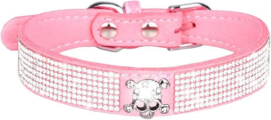Cute Dog Collar with Bling Rhinestone, Fancy Crystal Diamond Glitter Pretty Jewel Soft Cat Collars for Small Medium Large Breed Dogs Girl Female Pet Puppy Kitten Terrier (S, Pink6)
