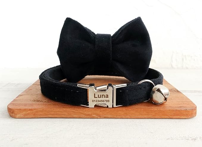 Cat Collar Personalized with Name Phone Number Engraved,Customized with Bell for Small Dogs Puppy Kitten