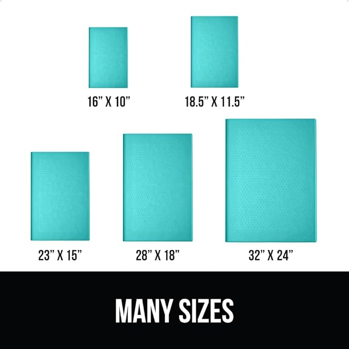 GORILLA GRIP 100% Waterproof Raised Edge BPA Free Silicone Pet Feeding Mat, Dog Cat Food Mats Contain Spills Protects Floors, Placemats for Cats and Dogs Water Bowl, Pets Accessories 32x24 Turquoise