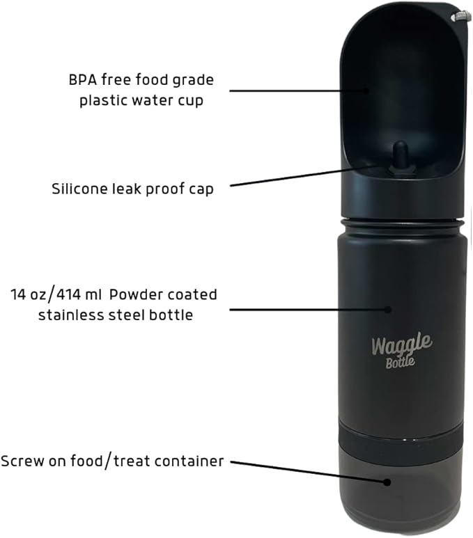 Stainless Steel Dog Travel Water Bottle, Vacuum Insulated Portable Dog Water Dispenser, Drink Cup and Snack Container On The Go, Outdoor Walking, Hiking, Travel (Lavender)