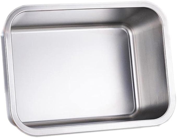 Stainless Steel Sheet Pan 14"x10"x6", Rectangle Bakeware, Cake Pan Corrosion Resistant Easy Clean Durable (S (14"x10"), 6" Deep)