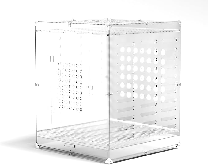 Clear Acrylic Bird Cage for Small Birds, Transparent Display Habitat for Finch, Canary, Parakeet - Easy to Clean & Assemble (14x15x20in)