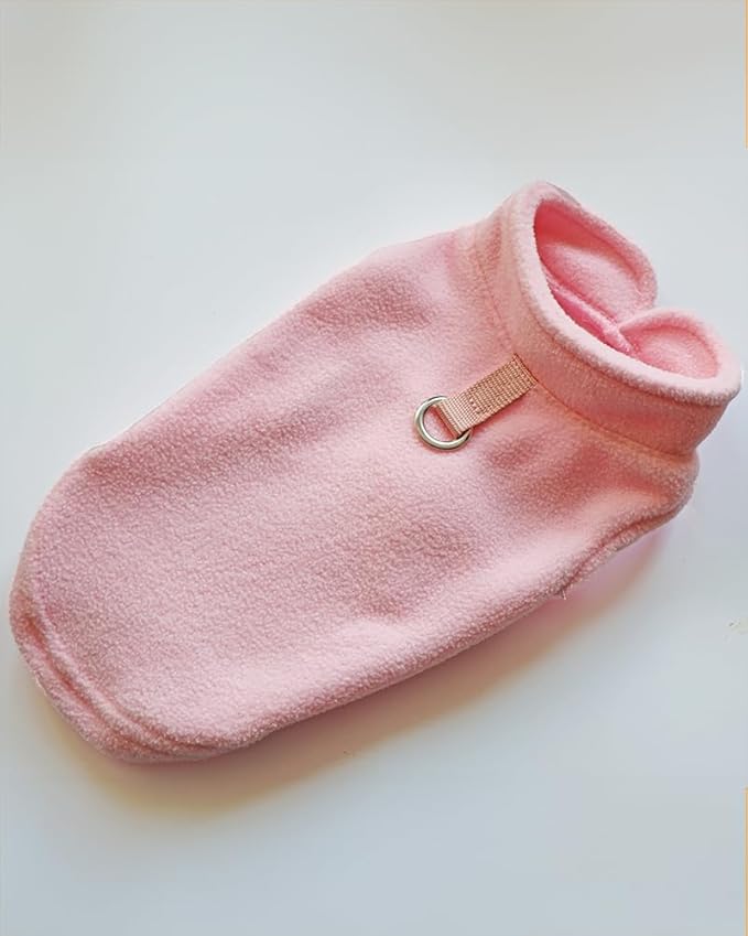 JACKO & CO - Fleece Vest Sweater with Leash Ring - Soft Lightweight Breathable for Puppies Small Medium Dogs, Kitten, Cats, Chihuahua - Warm for Fall/Autumn/Winter… (Pink Lemonade, X-Small 2-4lbs)