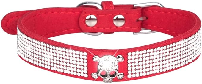Cute Dog Collar with Bling Rhinestone, Fancy Crystal Diamond Glitter Pretty Jewel Soft Cat Collars for Small Medium Large Breed Dogs Girl Female Pet Puppy Kitten Terrier (S, Red6)
