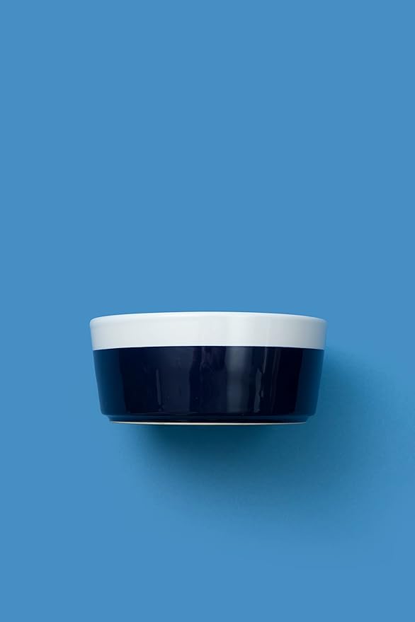Waggo Dipper Ceramic Dog Bowl for Small and Large Breeds - Heavyweight and Durable Pet Food and Water Dish Crock, Dishwasher Safe, Modern (Midnight, Large)