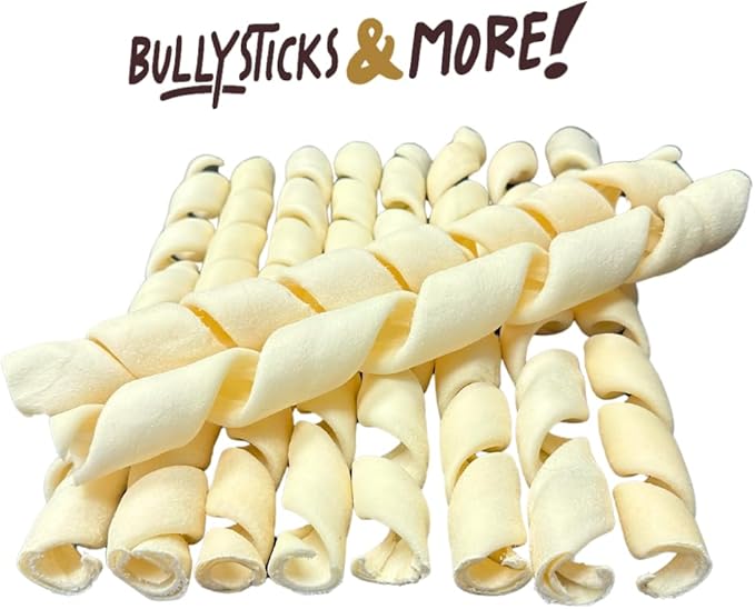 BULLYSTICKS & MORE 10-12 Inch Beef Cheek Springs for Dogs (5 Count) - Bully Springs Dog Chews - No Hide Bones