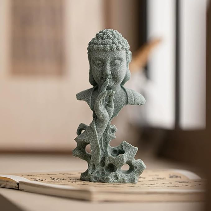 livelyfish Meditating Buddha Statue Zen Garden Statues Sandstone Thinker Buddha Sculpture Figurine for Fish Tank Aquarium Home Decorations, Gift (F-S)