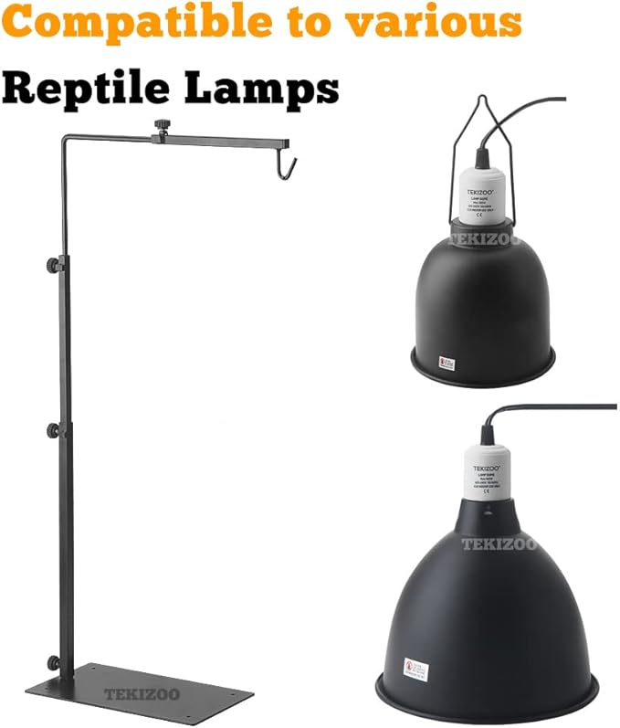 Reptile Lamp Stand Adjustable Lamp Fixture Hanger Metal lamp Holder for Reptile Terrarium Tank Amphibians Cage(Large)
