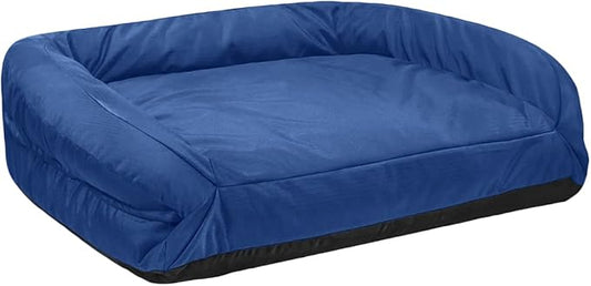 K9 Ballistics Tough Bolster Nesting Pillow Small Sofa Dog Bed with Removable Washable Cover - Durable, Water Resistant with Nonskid Bottom 24"x18", Blue Quartz