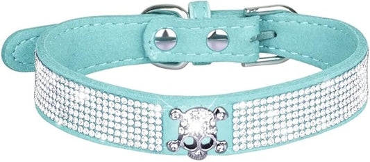 Cute Dog Collar with Bling Rhinestone, Fancy Crystal Diamond Glitter Pretty Jewel Soft Cat Collars for Small Medium Large Breed Dogs Girl Female Pet Puppy Kitten Terrier (M, Light Blue6)