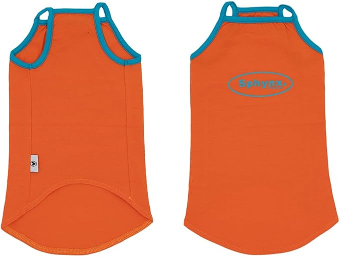 Sphynx Cat Shirt, Breathable Stretchy Cat Summer Vest, Soft Hairless Cats Shirt, Sleeveless Tanktop for Cats Only (Orange, S (2-3.5lbs))