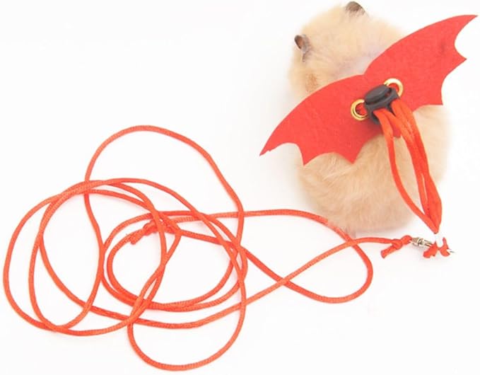 Small Animal Harness and Leash Set for Hamsters, Lizards, and Bearded Dragons - Secure, Adjustable, and Comfortable Walking Accessory (Red)