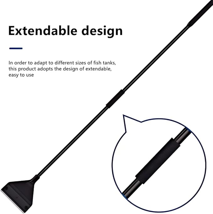 Lominie Algae Scraper for Glass Aquariums, Extends to 25.6" Fish Tank Cleaner, Stainless Steel Algae Scraper for Fish Tank with 10 Blades, Aquarium Glass Cleaning Tools, Cleaning Accessories