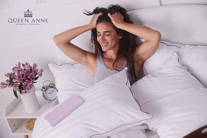 Queen Anne Luxury Hotel Pillows - Two Pack (2) - Majesty Down - Synthetic Down Alternative - Allergy Free Hypoallergenic Bed Pillows - Made in USA (Queen Soft)