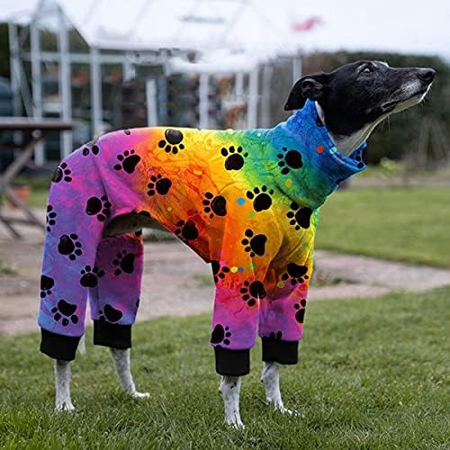 Cnkwei Dog Pajamas Medium Large Dog Paw Printed Greyhound Pajamas Jumpsuit Bodysuit