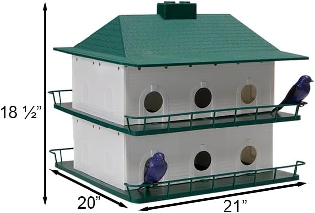 BestNest 12-Room Two-Story Purple Martin House with 2 Decoys – Durable Plastic, Ventilated Design