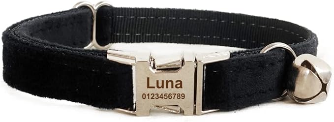 Cat Collar Personalized with Name Phone Number Engraved,Customized with Bell for Small Dogs Puppy Kitten