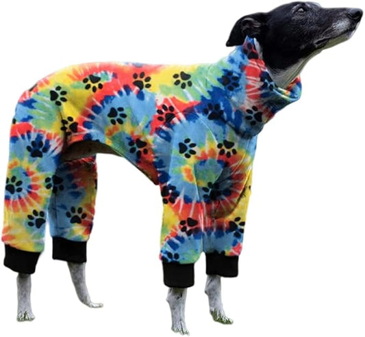 Cnkwei Dog Pajamas Medium Large Dog Paw Printed Greyhound Pajamas Jumpsuit Bodysuit Blue