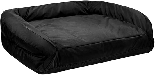 K9 Ballistics Tough Bolster Nesting Pillow Small Sofa Dog Bed with Removable Washable Cover - Durable, Water Resistant with Nonskid Bottom 24"x18", Obsidian Black