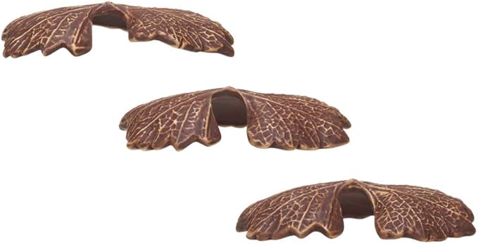 Plecoceramics Aquarium Ceramic Decorations Cave Betta Stone Decor - Aquarium Fish Tank Hideway Decor for breeding Cichlids Plecos Betta Toys Hideout (Leaves)