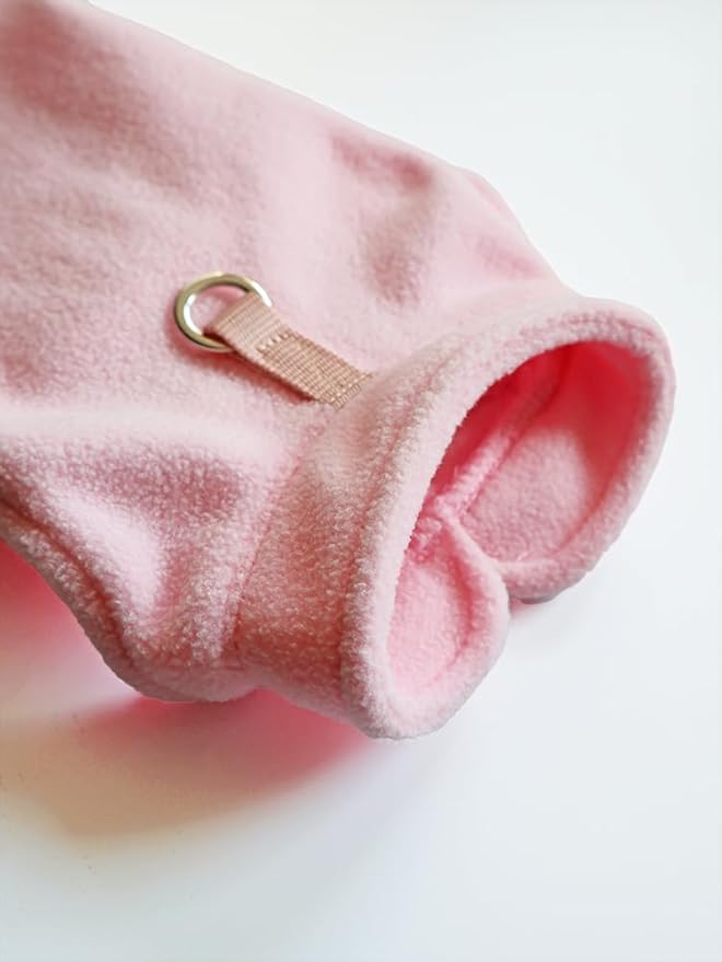 JACKO & CO - Fleece Vest Sweater with Leash Ring - Soft Lightweight Breathable for Puppies Small Medium Dogs, Kitten, Cats, Chihuahua - Warm for Fall/Autumn/Winter (Pink Lemonade, Large 10-16lbs)