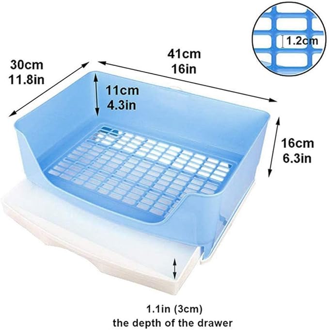Hamiledyi Large Rabbit Litter Box - Corner Pet Toilet with Removable Drawer & Plastic Grate, Bigger Litter Pan for Small Animals (Guinea Pigs, Chinchillas, Ferrets, Adult Hamsters)