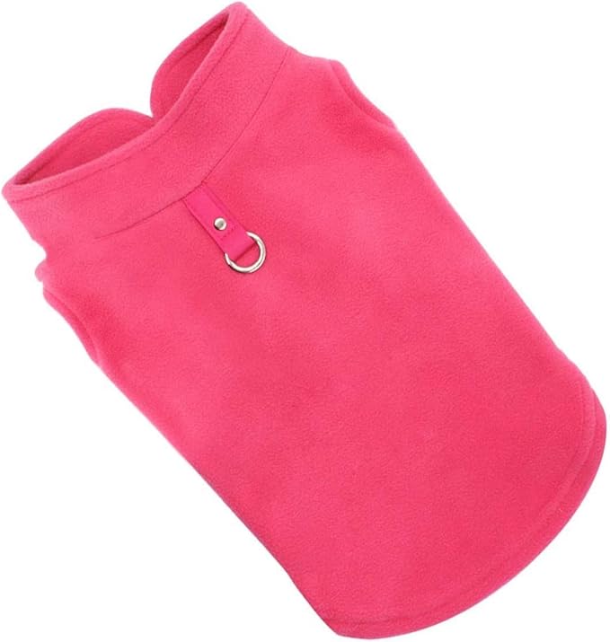 JACKO & CO - Fleece Vest Sweater with Leash Ring - Soft Lightweight Breathable for Puppies Small Medium Dogs, Kitten, Cats, Chihuahua - Warm for Fall/Autumn/Winter (Pink, XX-Large 25-35lbs)