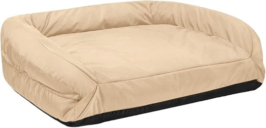 K9 Ballistics Tough Bolster Nesting Pillow Small Sofa Dog Bed with Removable Washable Cover - Durable, Water Resistant with Nonskid Bottom 24"x18", Sandstone