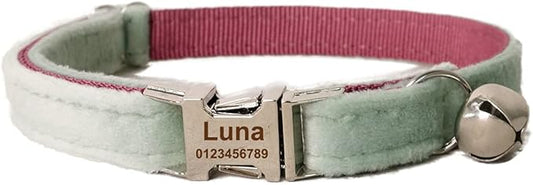 Cat Collar Personalized with Name Phone Number Engraved,Customized with Bell for Small Dogs Puppy Kitten