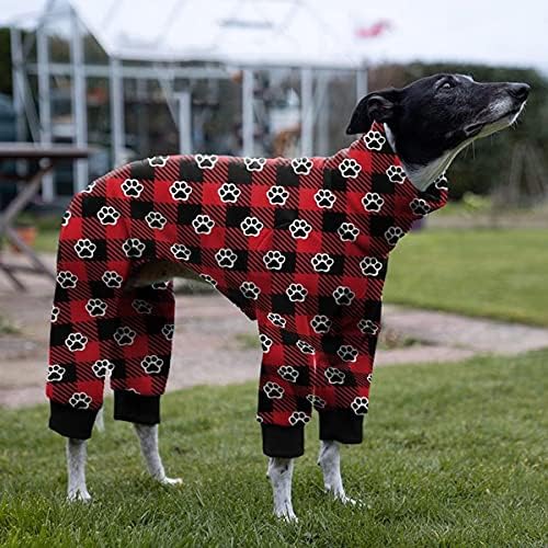 Cnkwei Dog Pajamas Medium Large Dog Paw Printed Greyhound Pajamas Jumpsuit Bodysuit