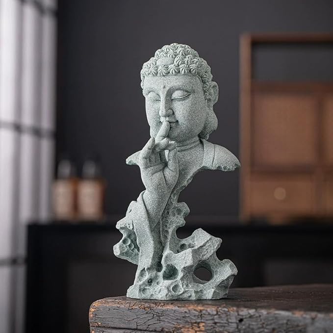 livelyfish Meditating Buddha Statue Zen Garden Statues Sandstone Thinker Buddha Sculpture Figurine for Fish Tank Aquarium Home Decorations, Gift (F-S)