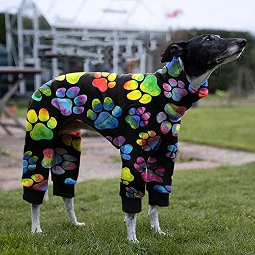 Cnkwei Dog Pajamas Medium Large Dog Paw Printed Greyhound Pajamas Jumpsuit Bodysuit