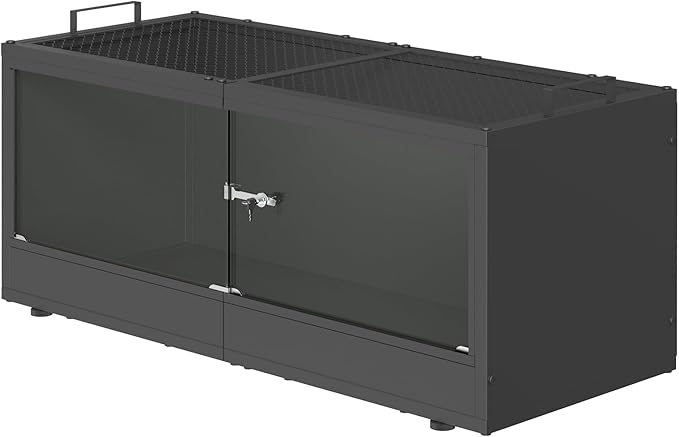 YBING 20 Gallon Reptile Terrarium - Bearded Dragon Tank with Glass Door, Front Opening Reptile Tank 28" x 12"x 12", Metal Frame, Terrarium Habitat for Geckos, Lizard, Snakes, Turtles