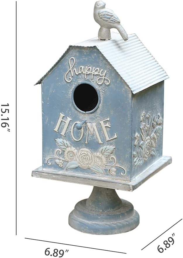 Vintage Rustic Bird Houses for Outside Metal Retro Bird Nest Box for Bluebird Wren Chickadee Hummingbird Sparrow Garden Patio Outdoors Unique Distressed Decoration Birdhouses