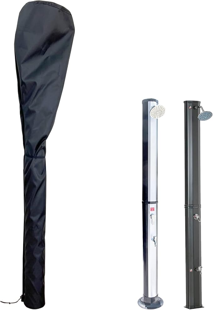 Outdoor Solar Shower Cover, Heavy Duty 600D Waterproof All Weather Protection for Pool Showers 83 x 11.8 inches Black