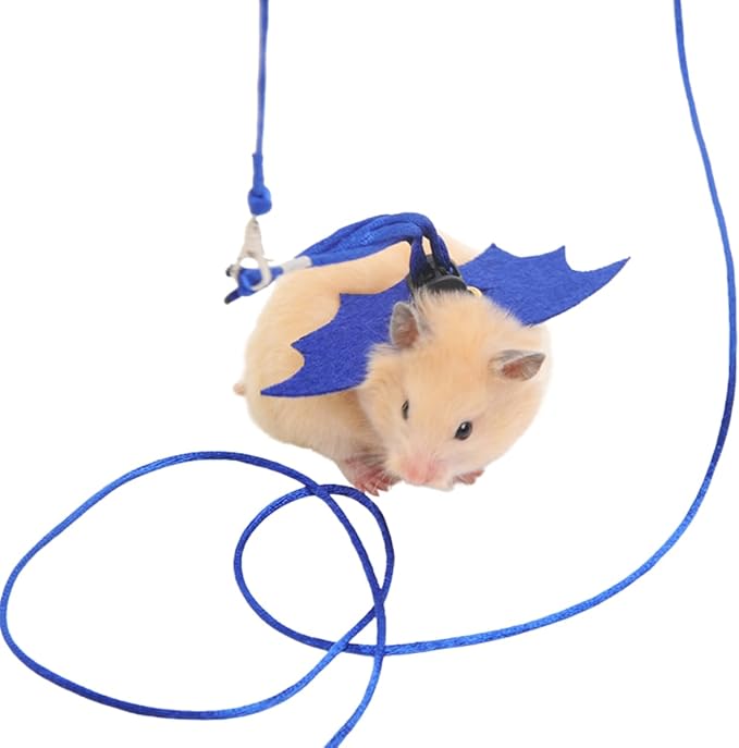 Small Animal Harness and Leash Set for Hamsters, Lizards, and Bearded Dragons - Secure, Adjustable, and Comfortable Walking Accessory (Blue)