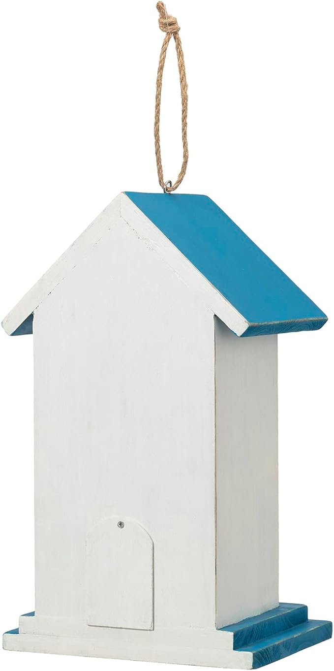 Glitzhome Bird Houses for Outside, 11.75" H Distressed Solid Wood Birdhouses Hummingbird House Daisy with Butterfly Garden Hanging Bird House for Outdoors