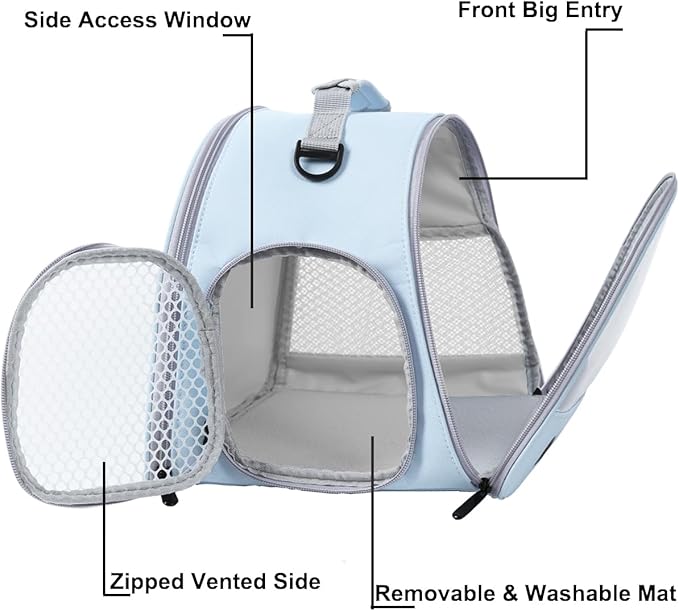 Bearded Dragon & Lizard Carrier - Portable Travel Carrier for Hedgehog, Rat, Parrot, Bird & Guinea Pig (Blue, 2)