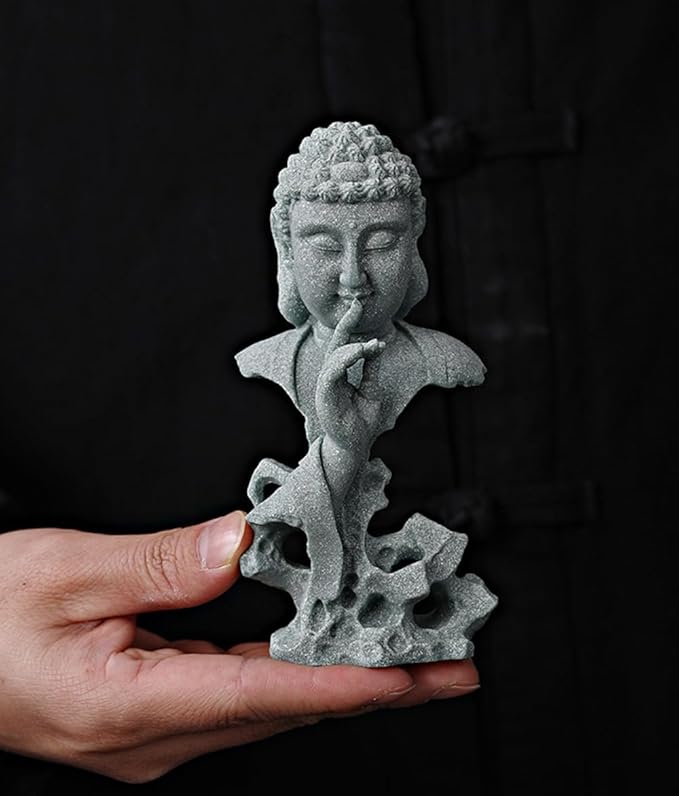 livelyfish Meditating Buddha Statue Zen Garden Statues Sandstone Thinker Buddha Sculpture Figurine for Fish Tank Aquarium Home Decorations, Gift (F-S)