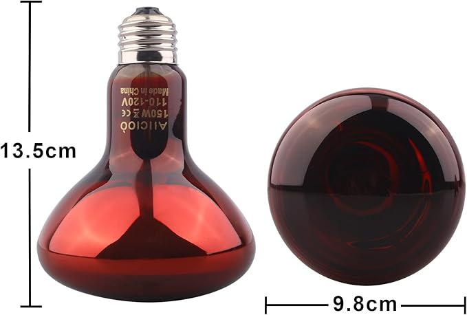 Aiicioo Reptile Red Night Light Bulb - 150W Reptile Heat Lamp Bulb Infrared Basking Spot Lamp for Bearded Dragon Lizard Turtle Hermit Crab Leopard Gecko Snake Chameleon Tank