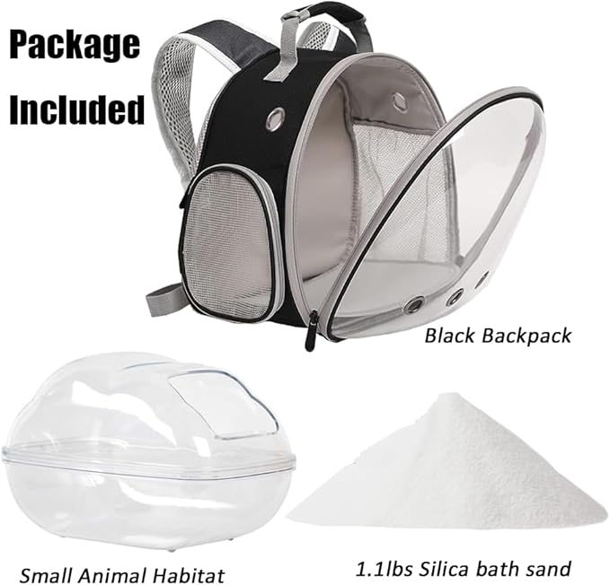 Portable Travel Backpack Habitat for Small Animal, Space Capsule Bubble Window Guinea Pig Bird Bearded Dragon Turtle Carrier Rabbit Squirrel Hamster Cage Breathable Handbag